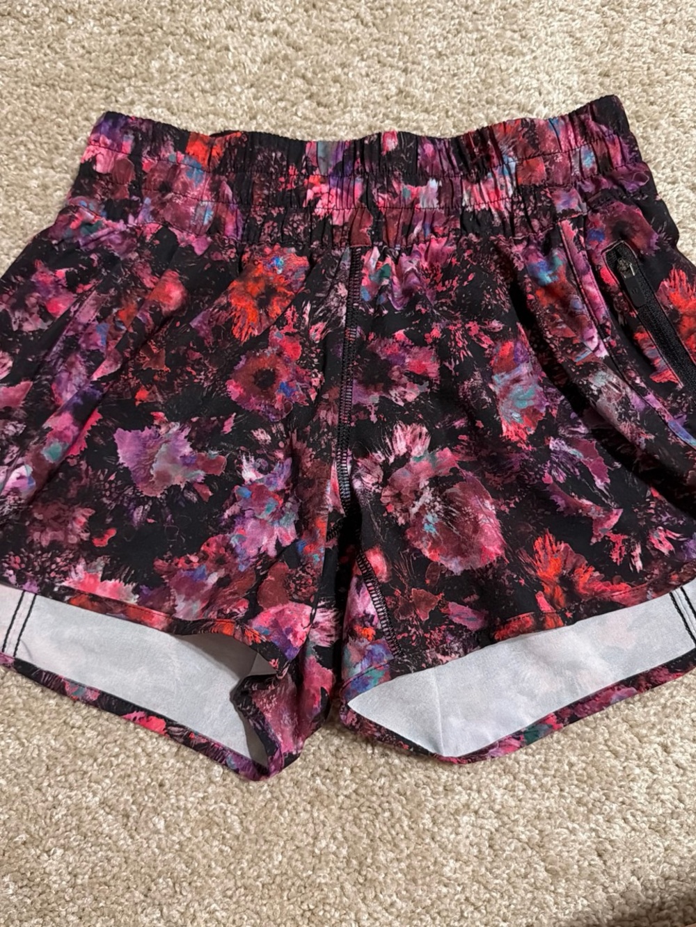 lululemon athletica tracker shorts Floral Print Athletic Shorts - Pink/Black/Red